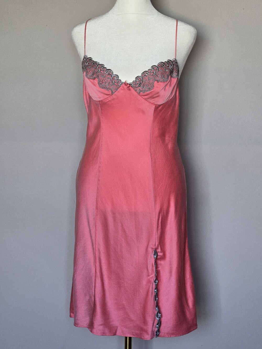 Vintage Victoria’s Secret 90s Bias Cut Rose Pink 100% Silk Slip Dress Size M - Picture 2 of 13